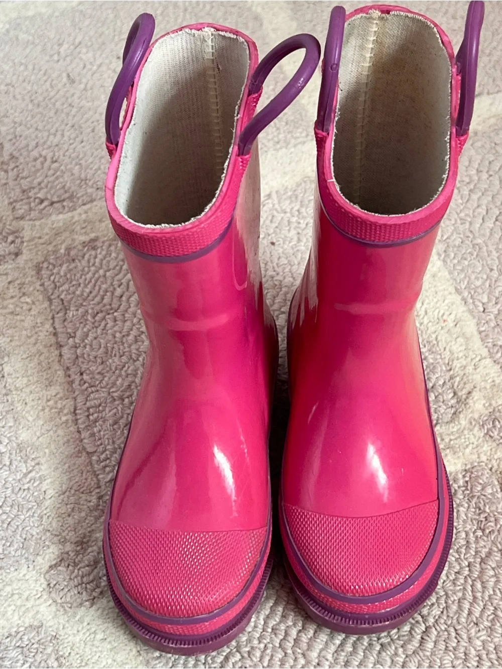 Western Chief Kids Pink Rain Boots with Purple Pull Tabs